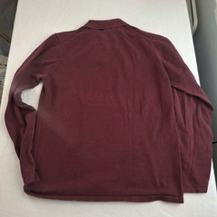 Eddie Bauer Men’s Polo Sweater MT Medium Tall Burgundy Long Sleeve Knit Cotton