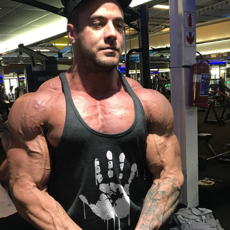 New Hand Design Athletic Men Gym Workout Fitness Stringer Men's Sleeveless gallery