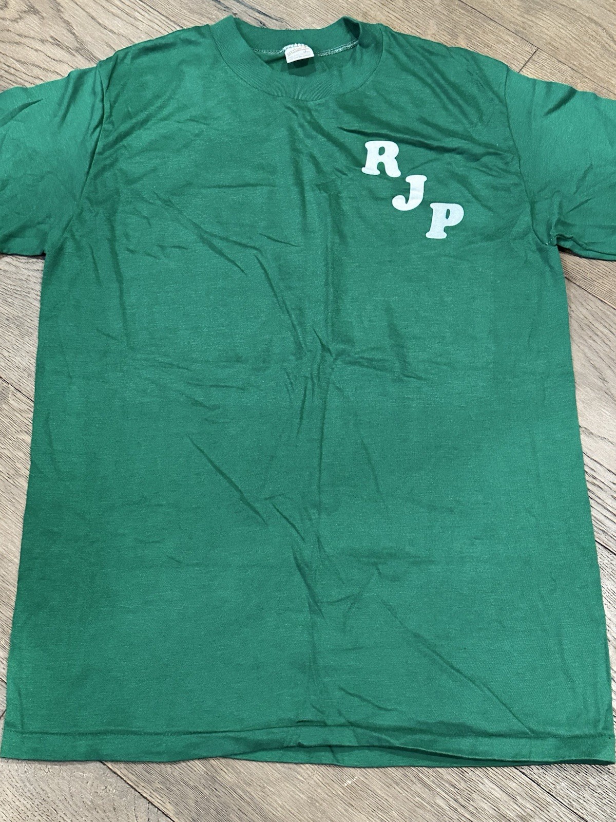 Vintage Sportswear Tag Single Stitch Simple Initial Green Shirt old school