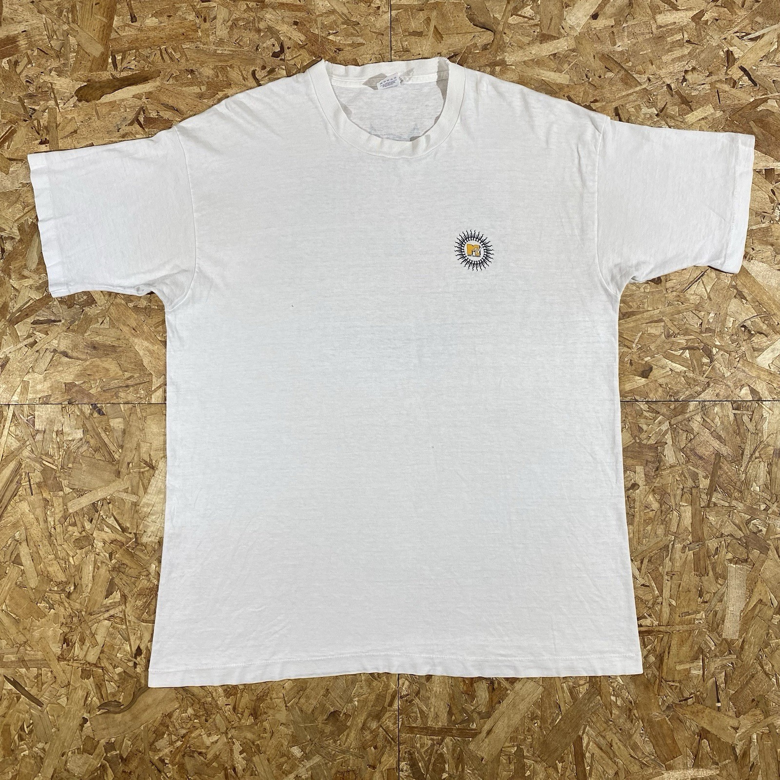 Vintage 90s MTV Music Television Abstract Spiral White Single Stitch Shirt SZ XL gallery