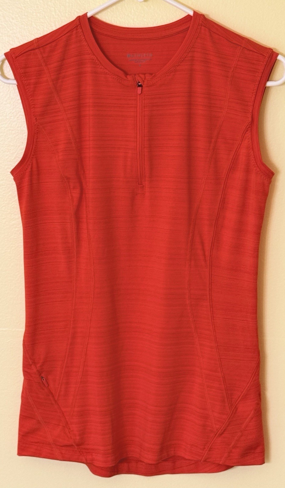 ATHLETA  Women’s 1/4 Zip Sleeveless Top Zip Pocket ORANGE Size S
