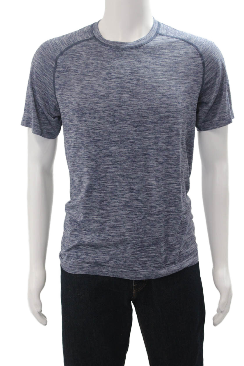 Lululemon Mens Blue Crew Neck Short Sleeve T-Shirt Nylon Blend Size S gallery