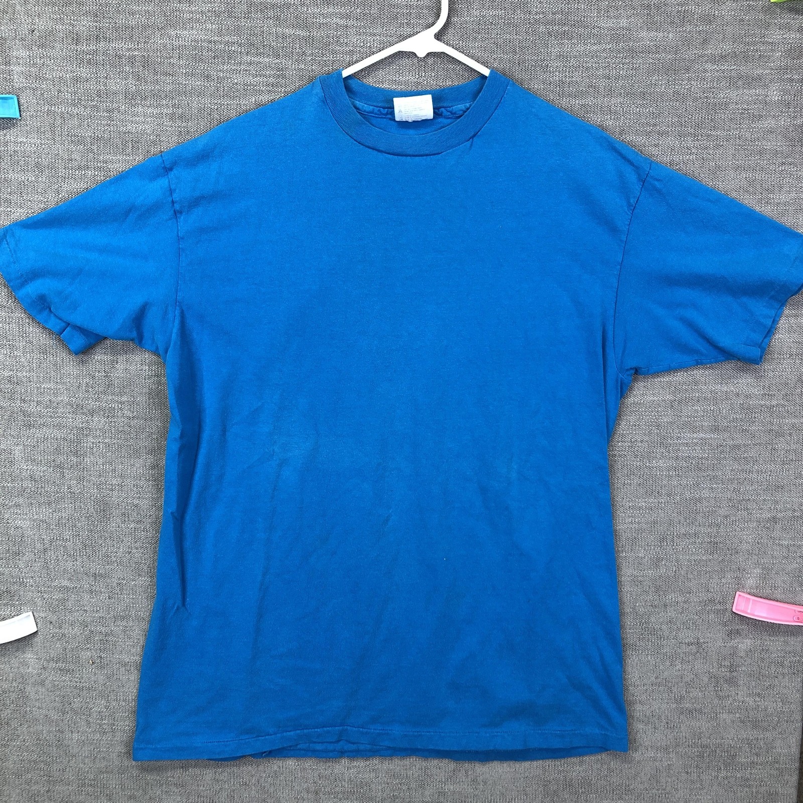 Vintage Hanes Beefy-T Shirt Mens XL Blue Made USA Cotton Blank Tee Top 90s SS gallery