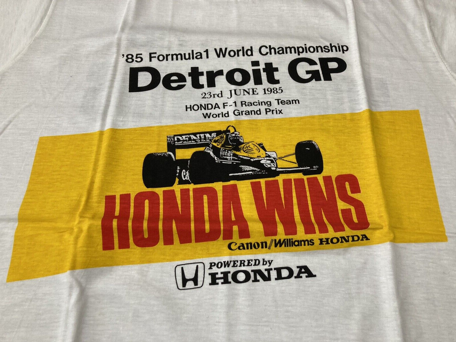 Canon Williams Honda Formula 1 Detroit Grand Prix Tee T Shirt One Size Vtg 1985 gallery
