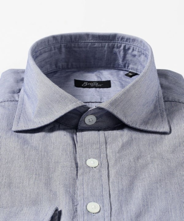 (ASK availability First) BEAMS Cotton Seersucker Microstripe Pullover Shirt New gallery