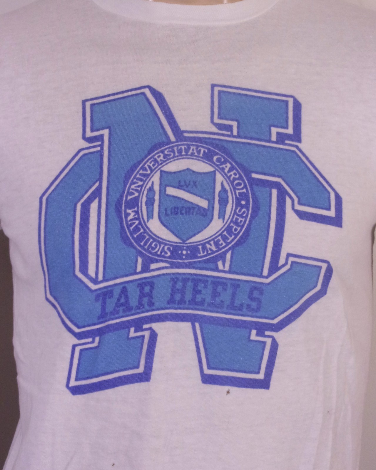 vintage 60s RARE Hanes Tag North Carolina Tar Heels T-Shirt USA NCAA sz M gallery