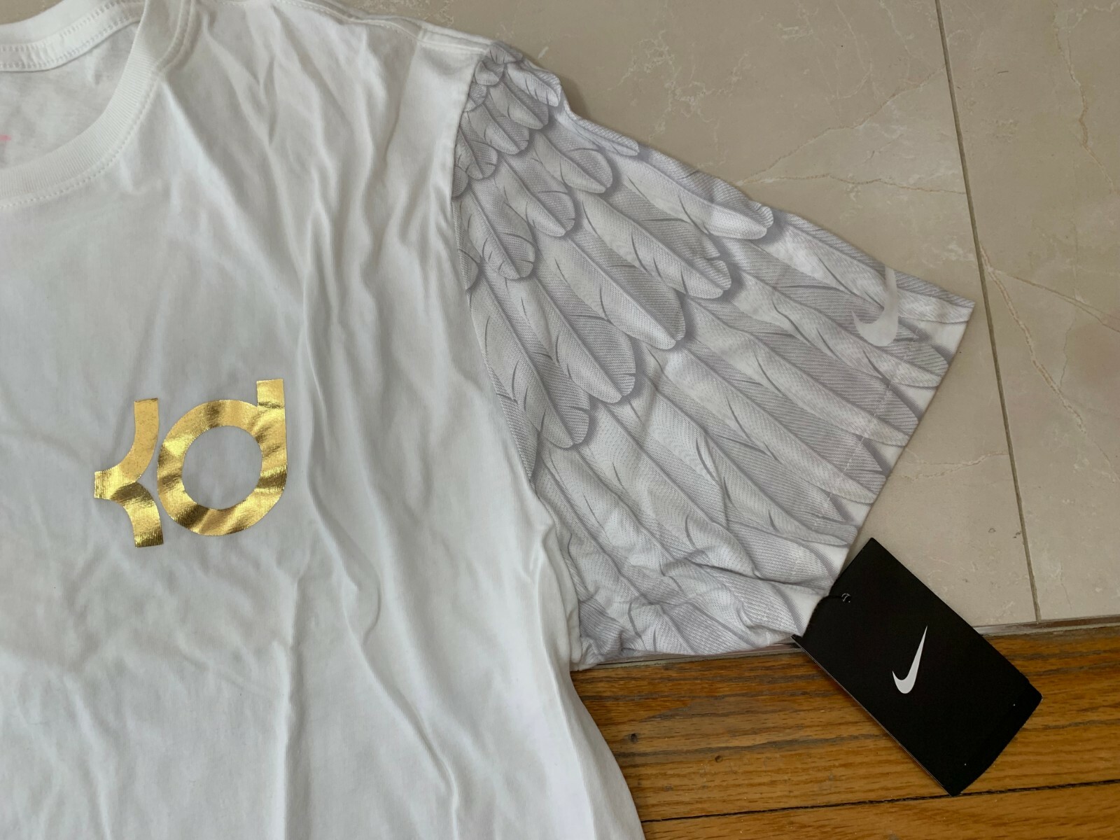 Nike KD 7 Aunt Pearl T-Shirt Men Kevin Durant VII White Gold 8 9 10 11 12 13 14 gallery