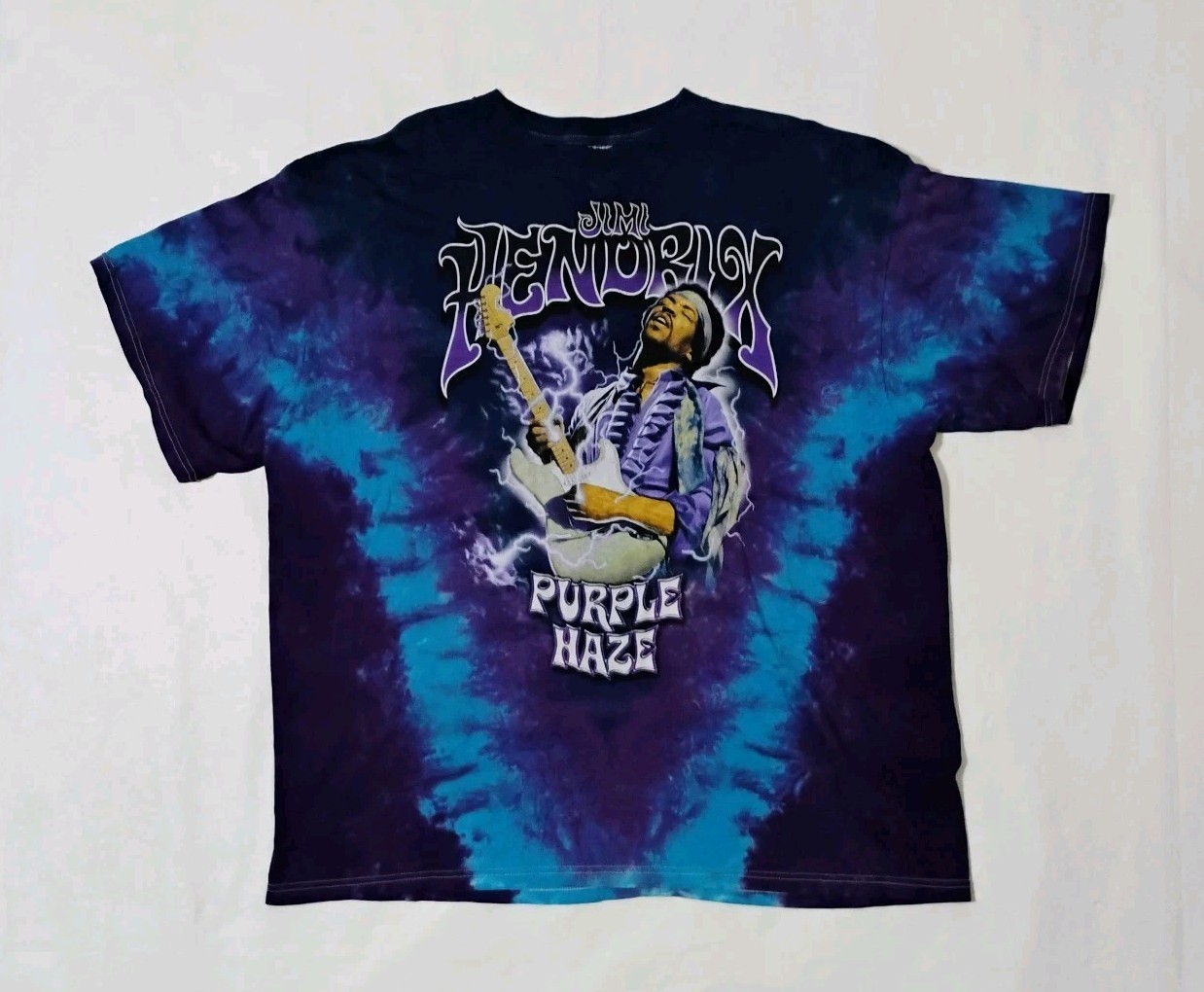 Men's Jimi Hendrix Lightning Graphic Purple Haze Tie Dye Shirt-Missing Size Tag gallery