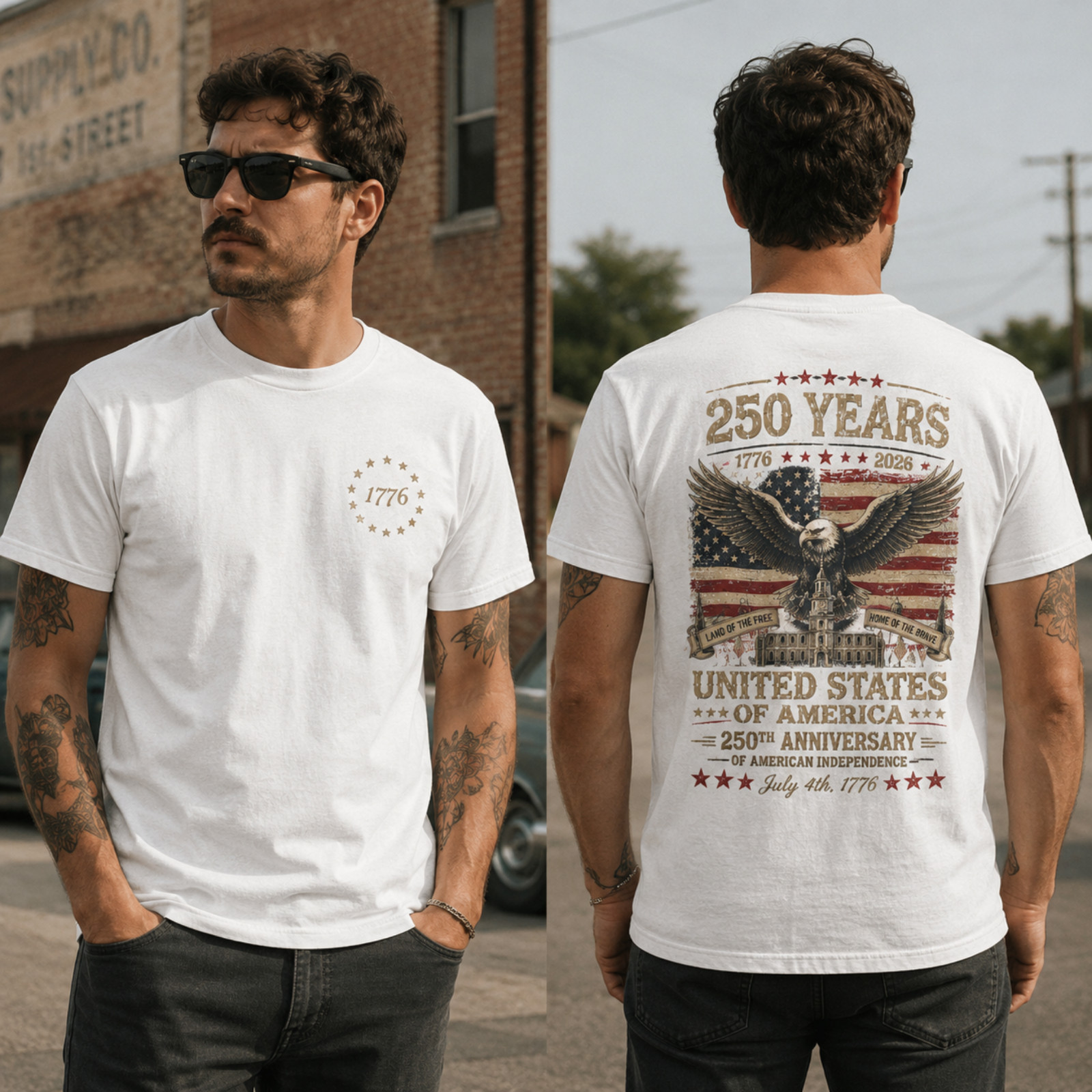 USA 250th Anniversary Shirt Men 1776 2026 American Flag Eagle Patriotic (S-5XL) gallery