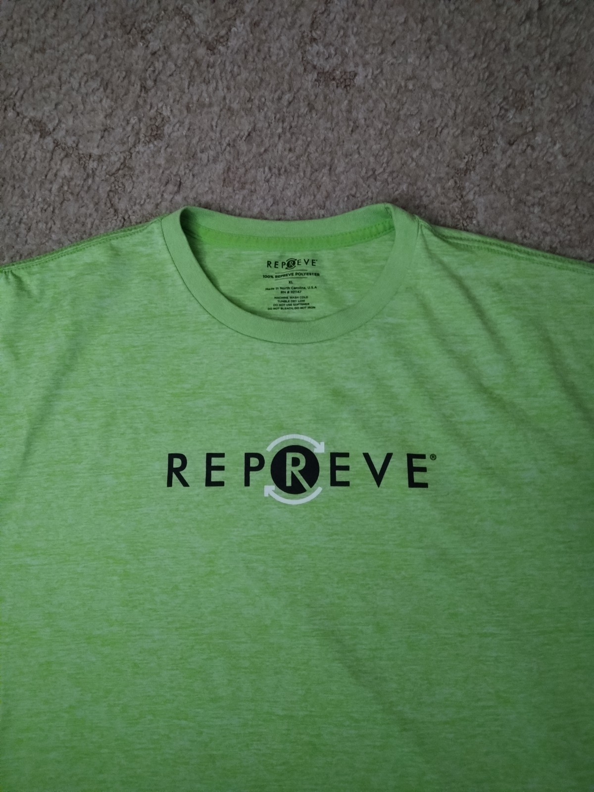 Men's Repreve Lime Green Short Sleeve T-Shirt Size XL Made In USA gallery