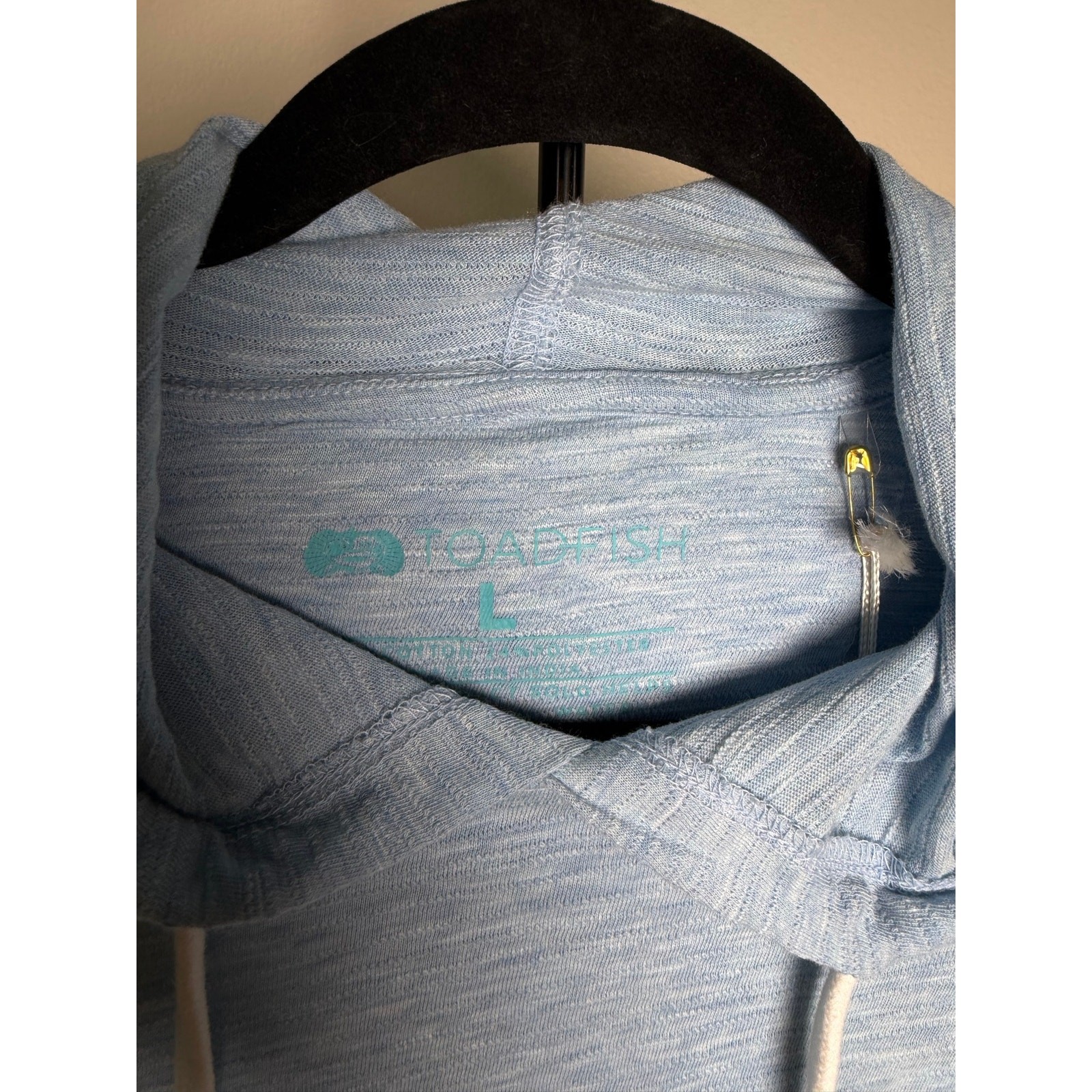 Toadfish Slub Hoody Shirt Ice Blue Size Large Cotton Blend NWT gallery
