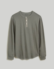 Madewell Men’s Light Spruce Cotton Long-Sleeve Thermal Henley Tee Sz L