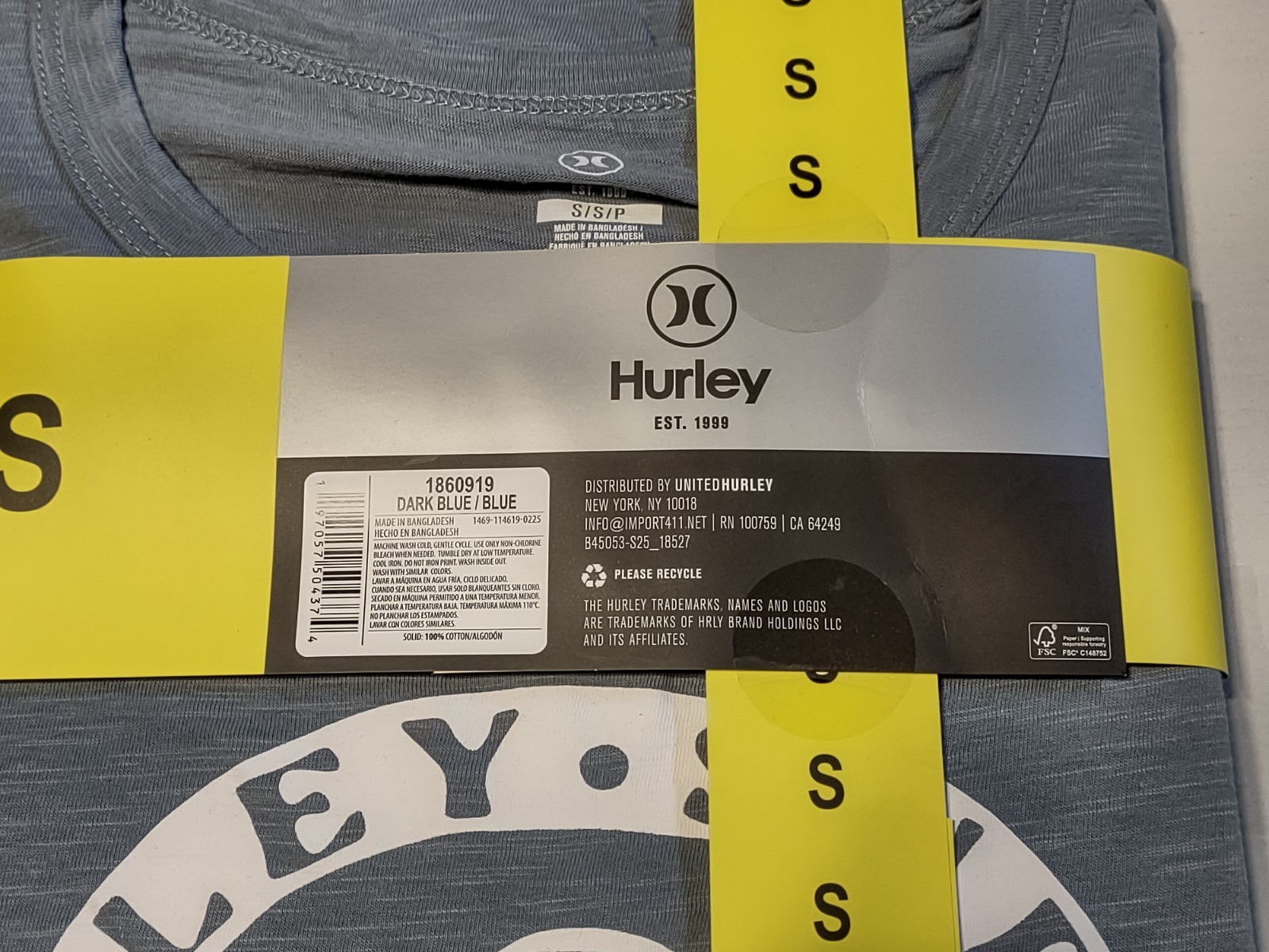 NWT - Hurley - 2 Pack Men's Graphic Tees - Dark & Light Blue - Small gallery