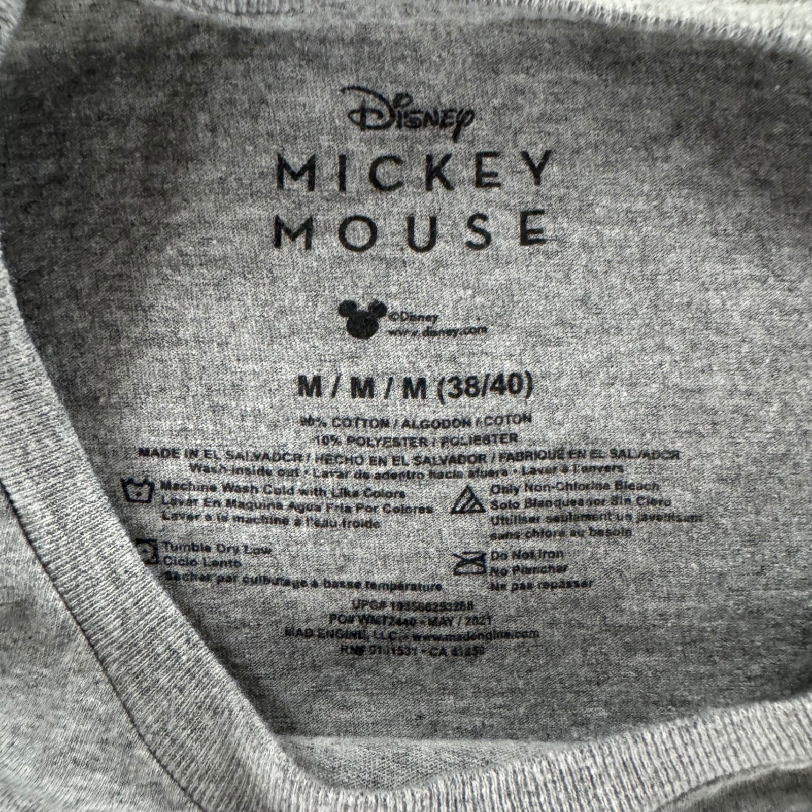 Disney Mickey Mouse T-Shirt Mens M Gray Graphic Retro Short Sleeve Disneycore gallery