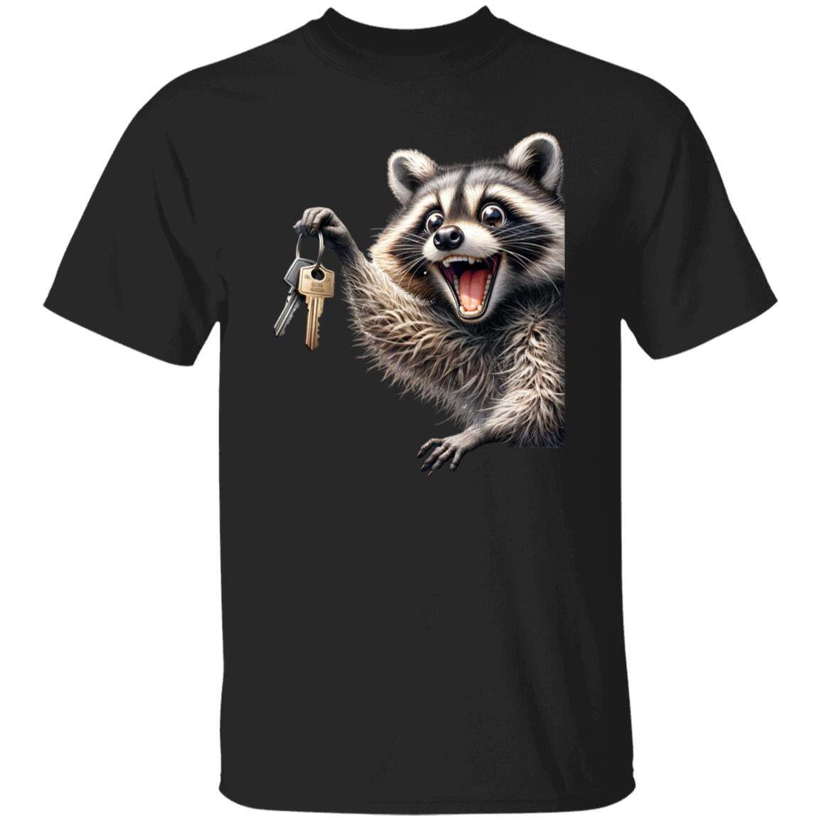 Realtor T-Shirt Racoon with key Real estate agent homeowner Unisex tee Black Nav gallery