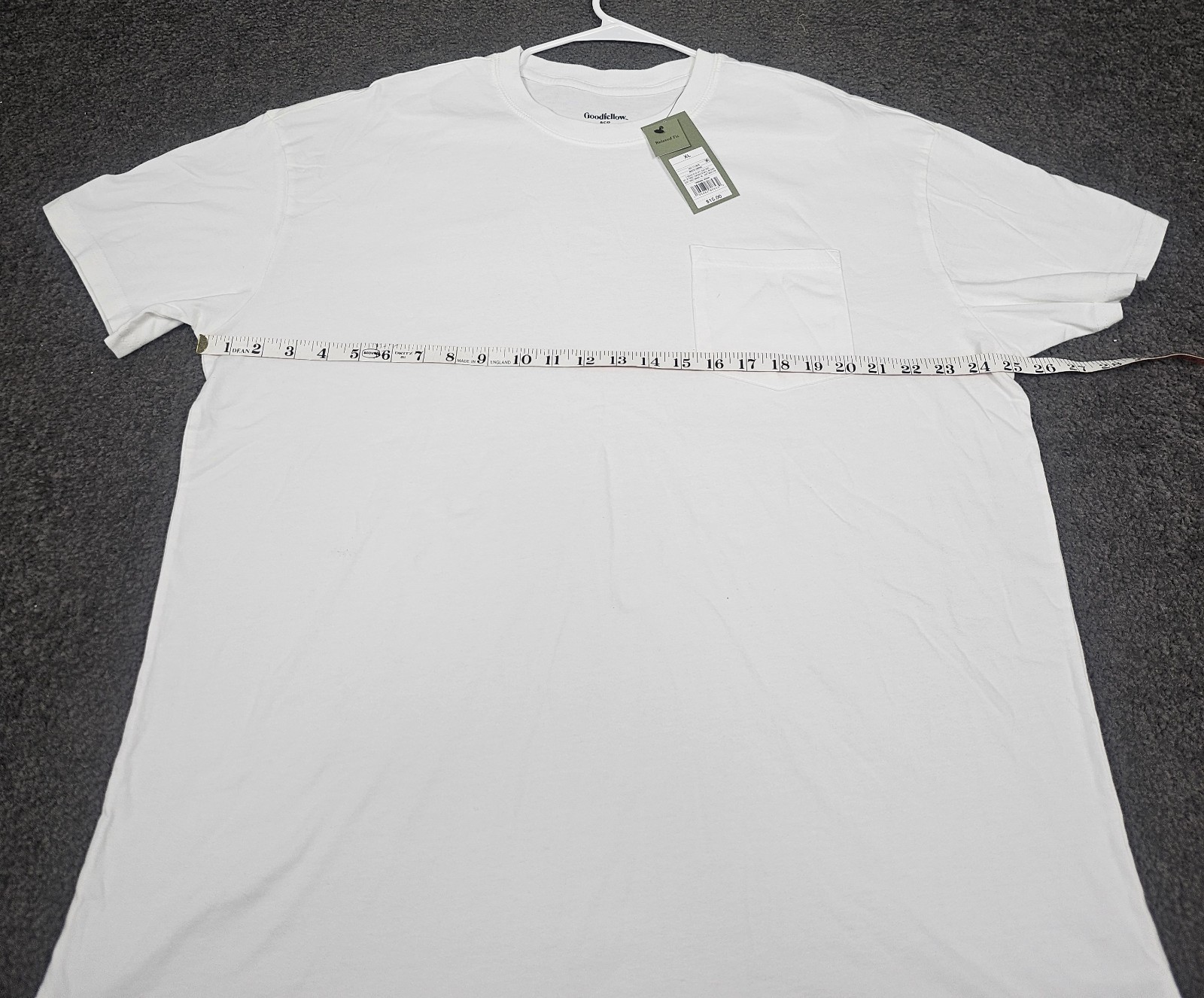 Men's Crew Neck T Shirt XL White "Pack of 2" Pocket Relaxed Fit Goodfellow Co gallery