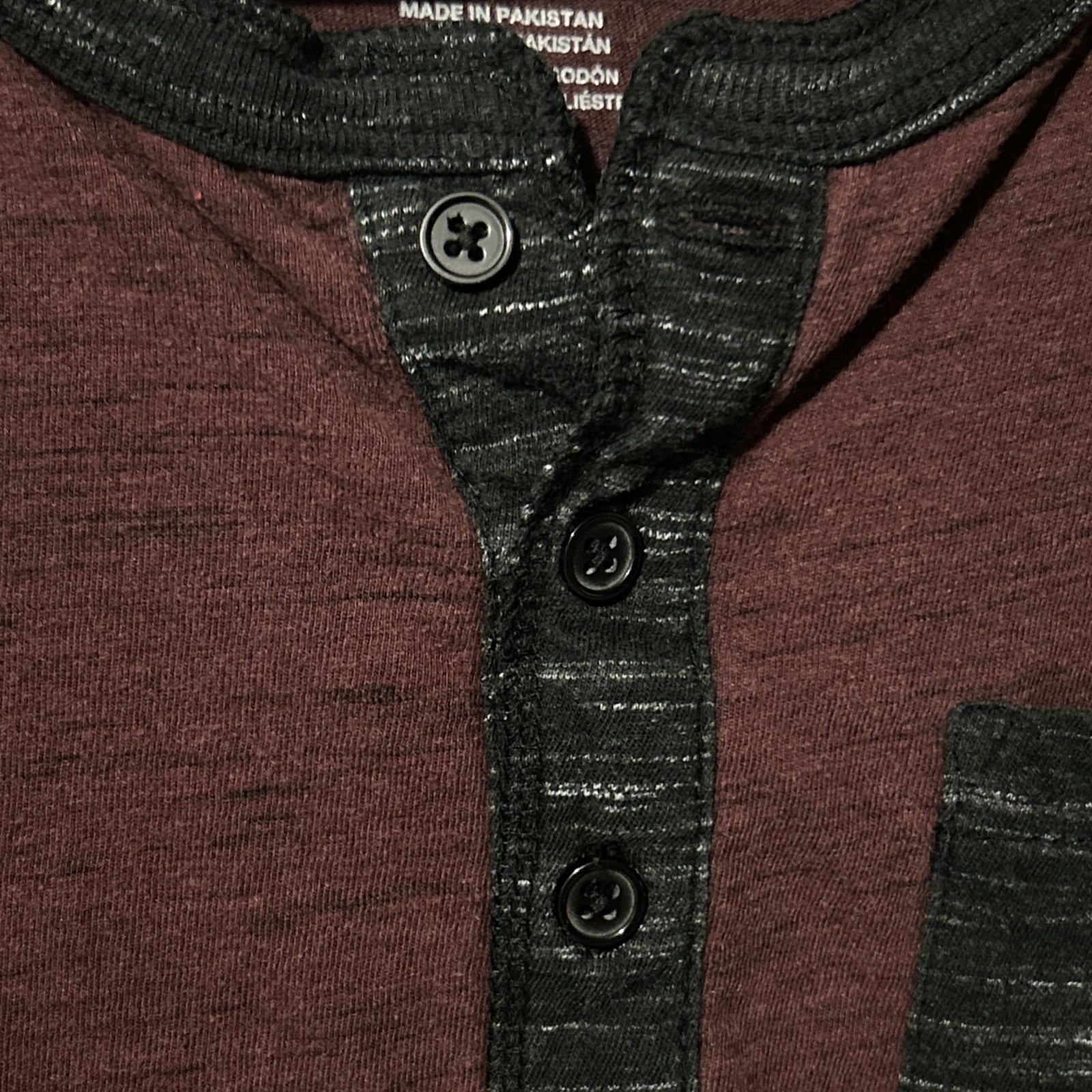 Henley Button Mens red And Black Shirt gallery