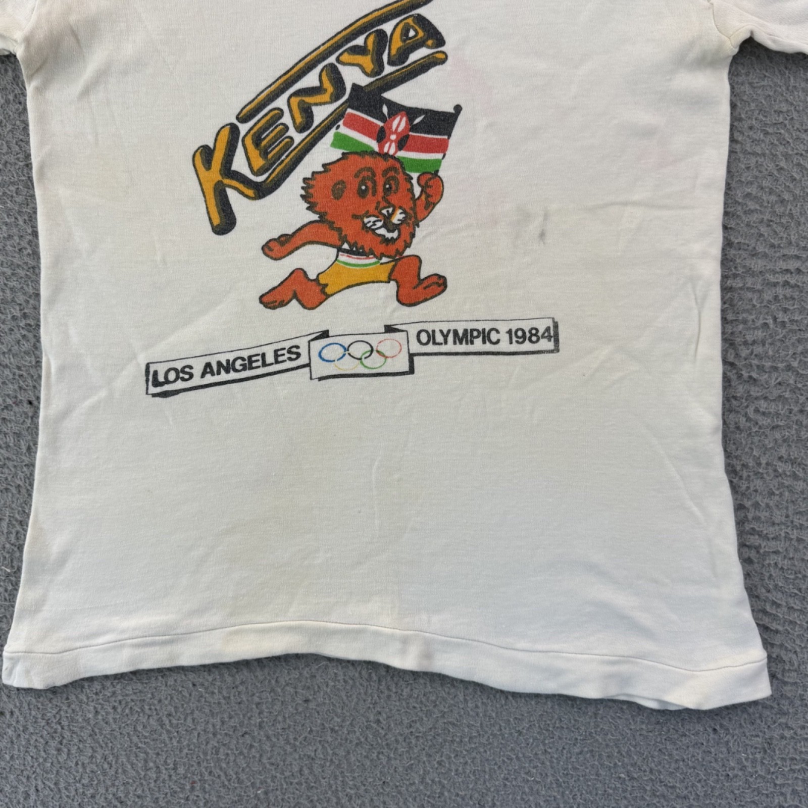 Vintage Kenya 1984 Los Angeles Olympics Shirt Mens Medium Ringer 80s Sport USA gallery