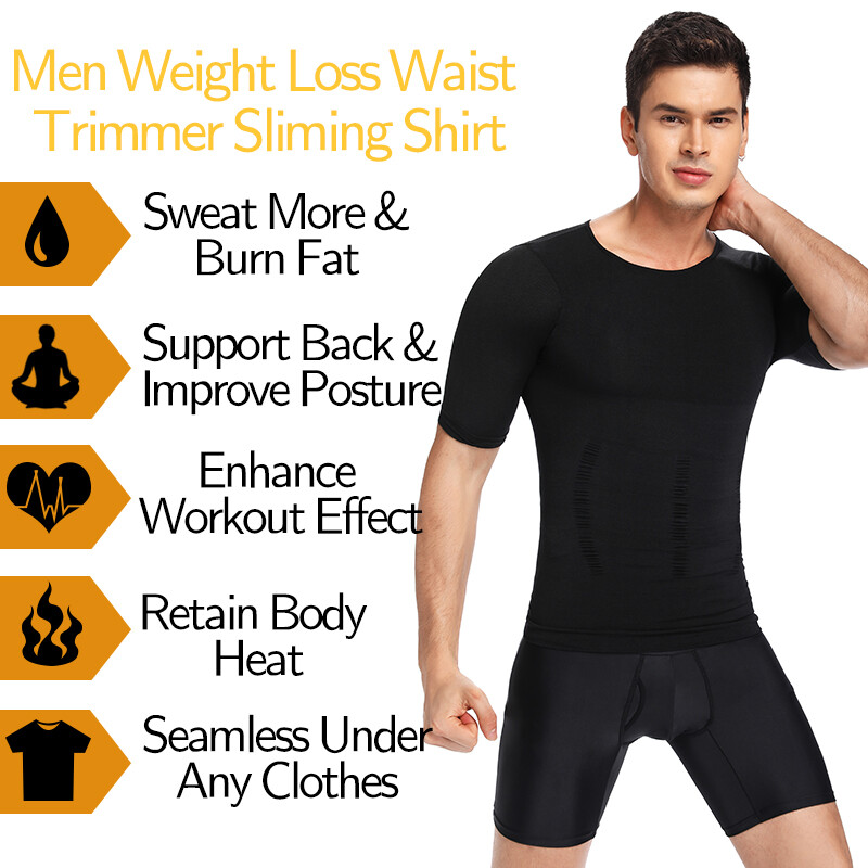 Men Compression Slimming Body Shaper Gynecomastia T-shirt Posture Corrector Vest gallery