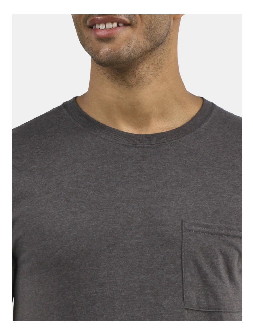 ATHLETIC WORKS Men’s L (42-44) Pocket Cotton Tee Short Sleeve • Charcoal gallery