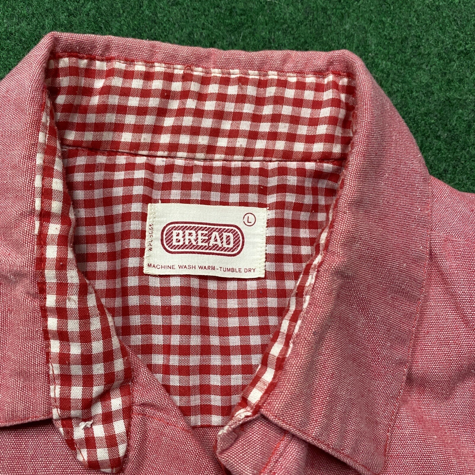Vintage Bread Shirt Mens Large Pink 60S 70S USA MADE Button Up Pocket Tee gallery