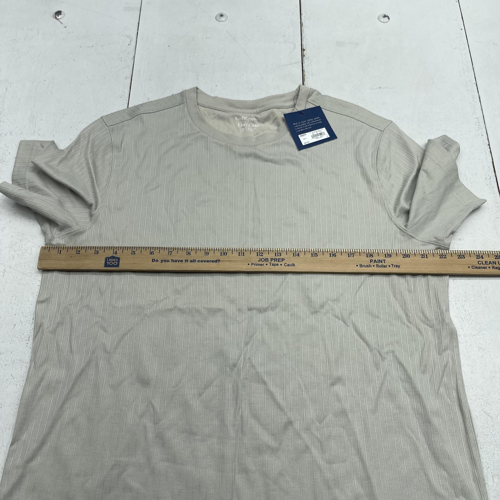 Croft & Barrow Shirt Mens Large Beige Easy Care Tagless Striped Crewneck Tee gallery
