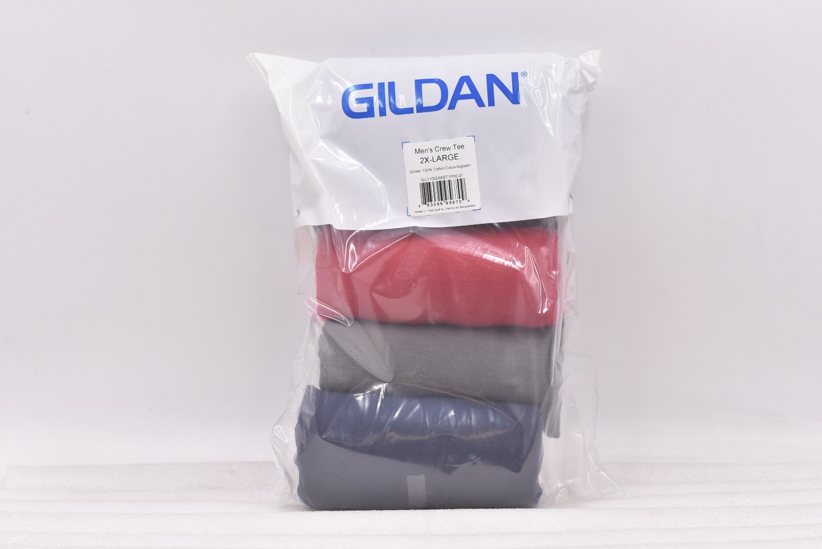 Gildan Men’s Crew T-Shirt Multipack Navy/Charcoal/Red (5 Pack) XX-Large