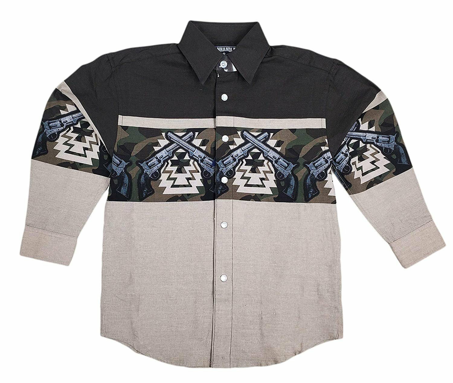 Panhandle Boy’s Border Print Snaps Shirt C0S1122