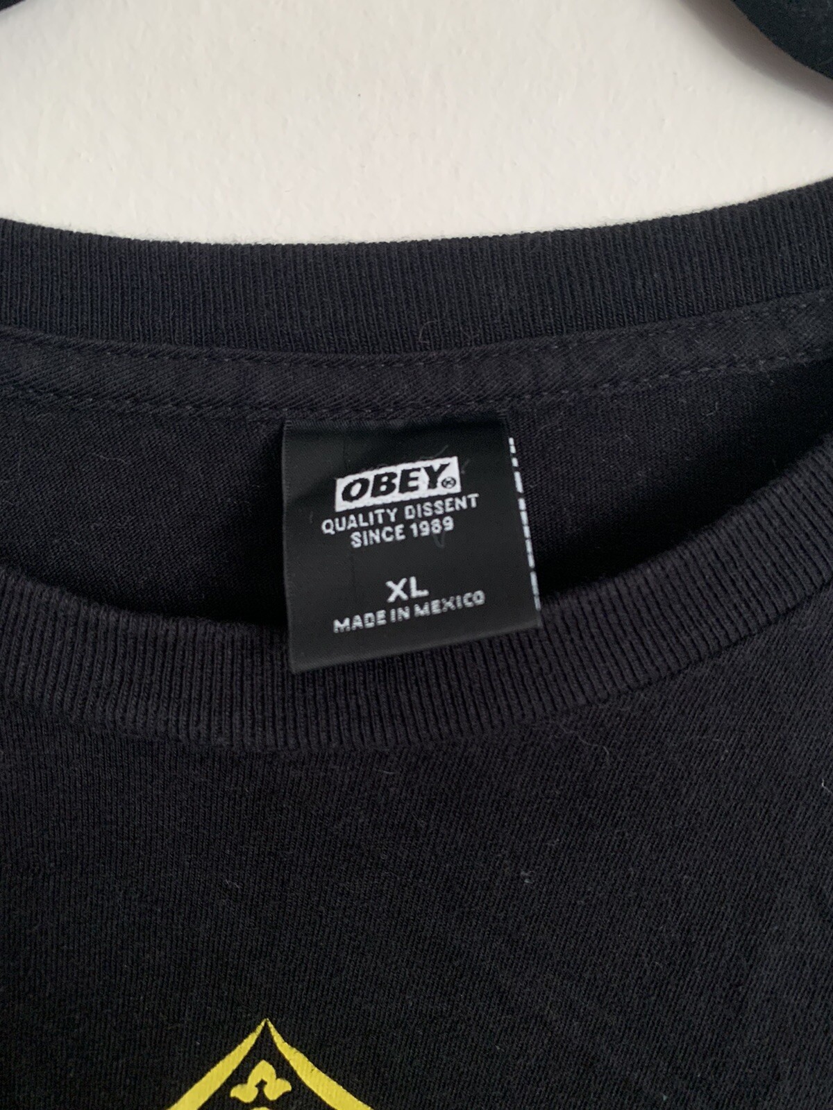 Obey Stop The Violence Black & Yellow T Shirt Crew Neck 100% Cotton Mens Size XL gallery