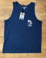 NWT Chubbies Tank Top SMALL Mens The Relaxer Blue Heathered Palm Trees