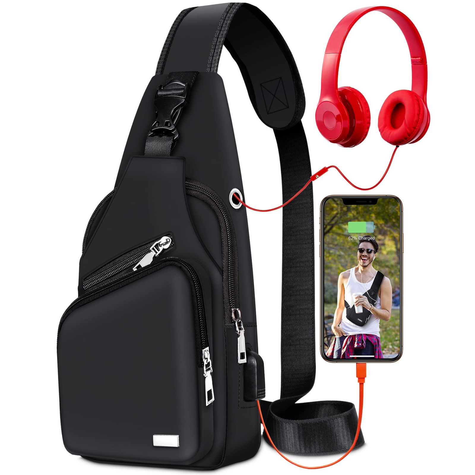 Waterproof Sling Bag Crossbody Backpack for Men Women Sling Backpack Hiking Bag