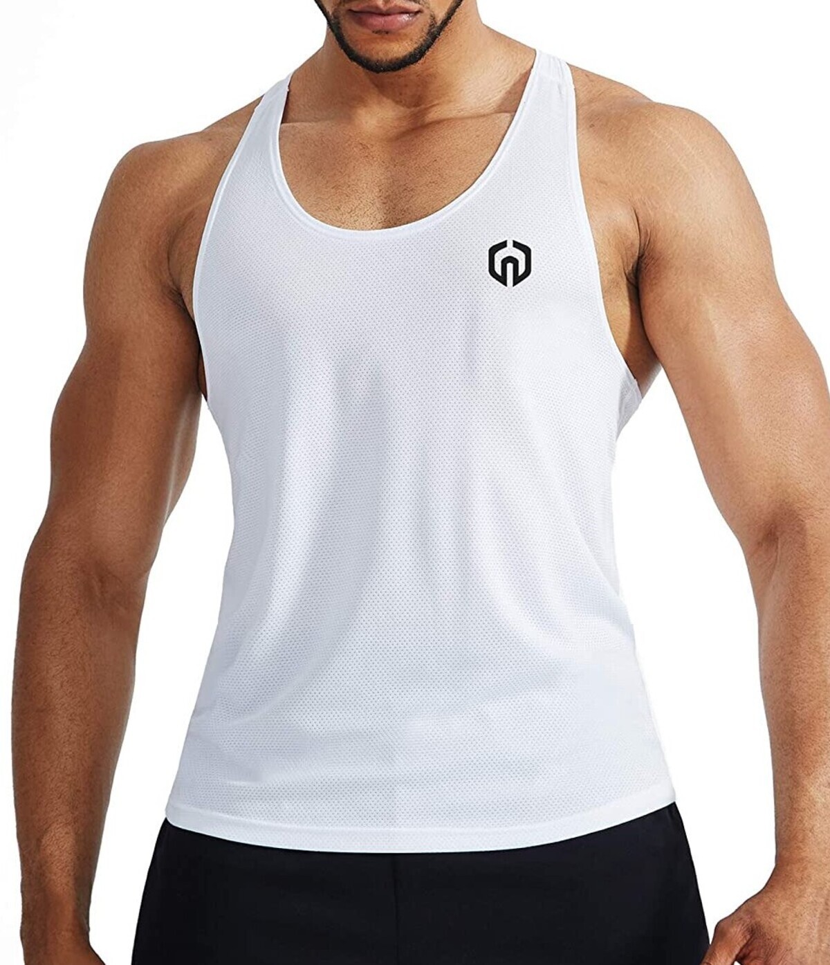 NELEUS 'Dry Fit Logo Muscle' Mesh Tank Top Men's L Gym Workout Exercise WHT NEW! gallery