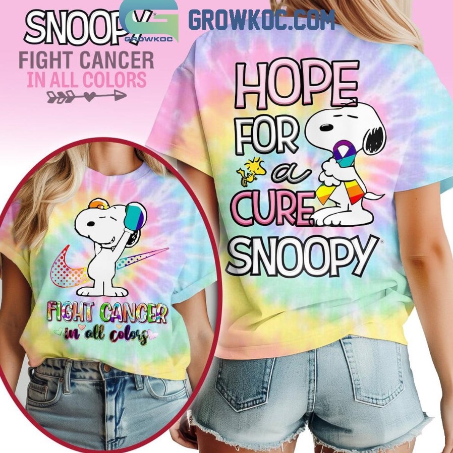 Hope For A Cure Snoopy Fight Cancer In All Color 3D Shirt gallery
