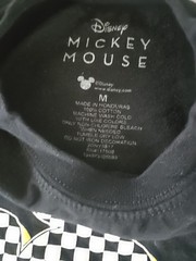 Mickey Mouse L Tee Shirt Black w/White/Blk Yellow Checked MICKEY S/M Disneyland