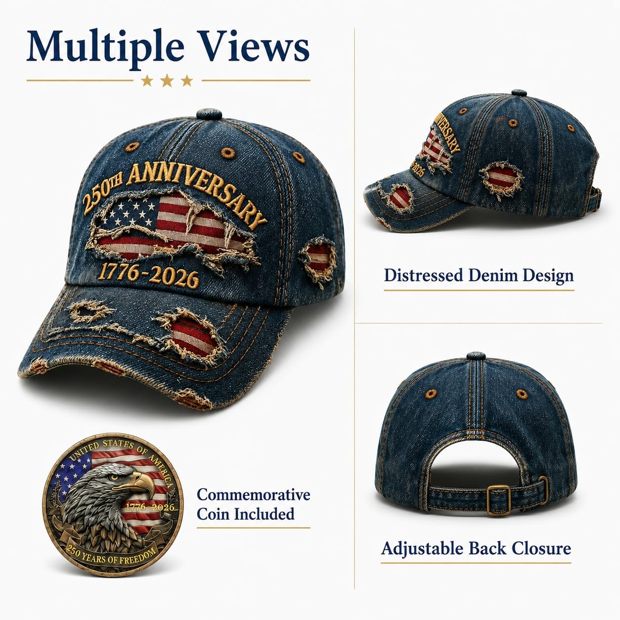 USA 250th Anniversary Hat 1776-2026 – 250 Anniversary USA Hat America 250 Hat... gallery