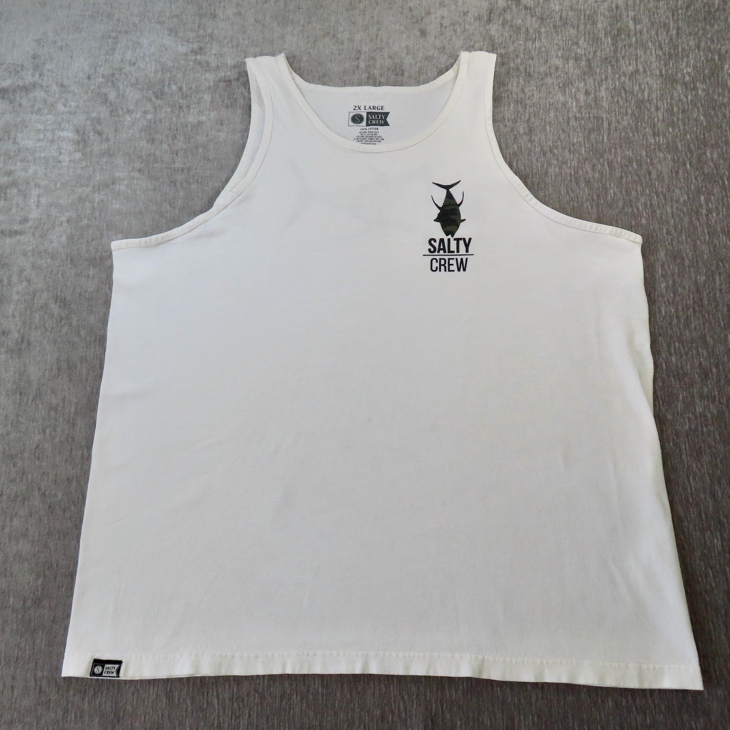 Salty Crew Shirt Mens XXL 2XL White Camo Fish Muscle Tank Top Beach Outdoor gallery