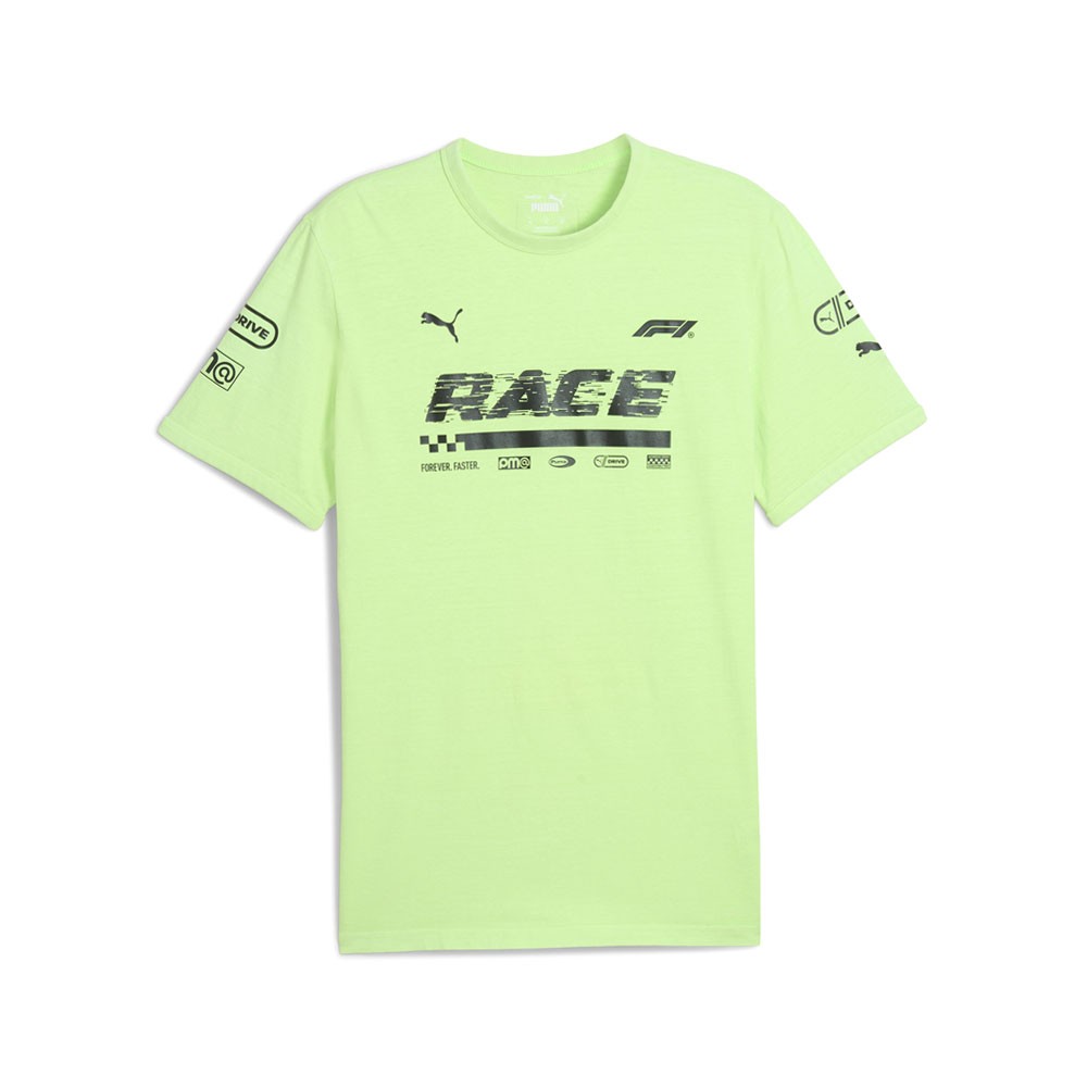 PUMA F1 Graphic Ringer Crew Neck Short Sleeve T-Shirt Mens Green Casual Tops 631