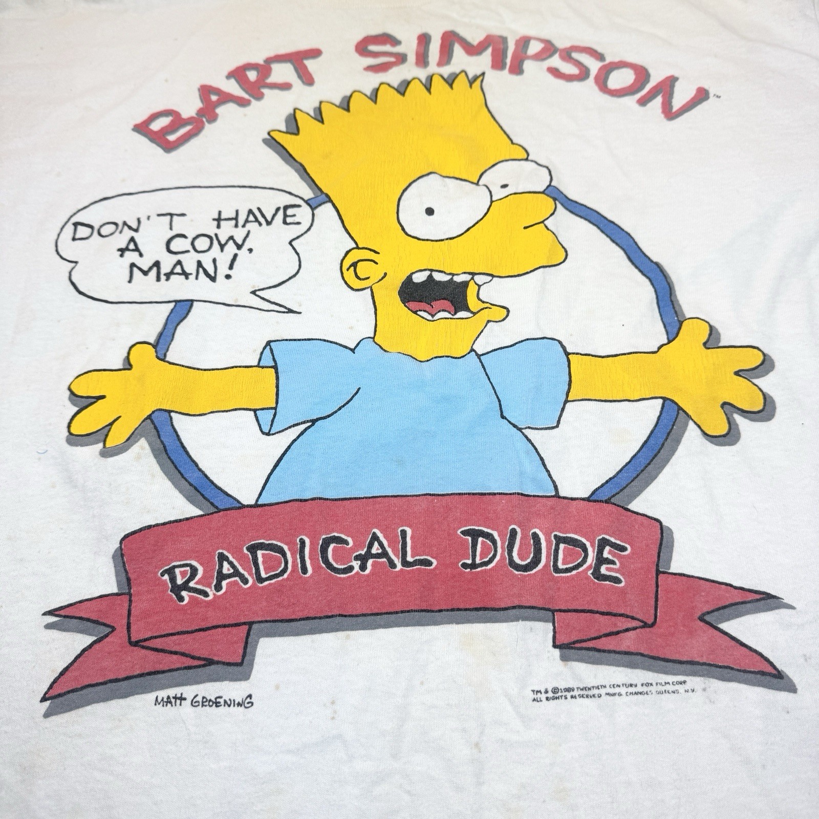 Vintage Bart Simpson Shirt Men's XL Radical Dude Don't Have a Cow Single Stitch gallery