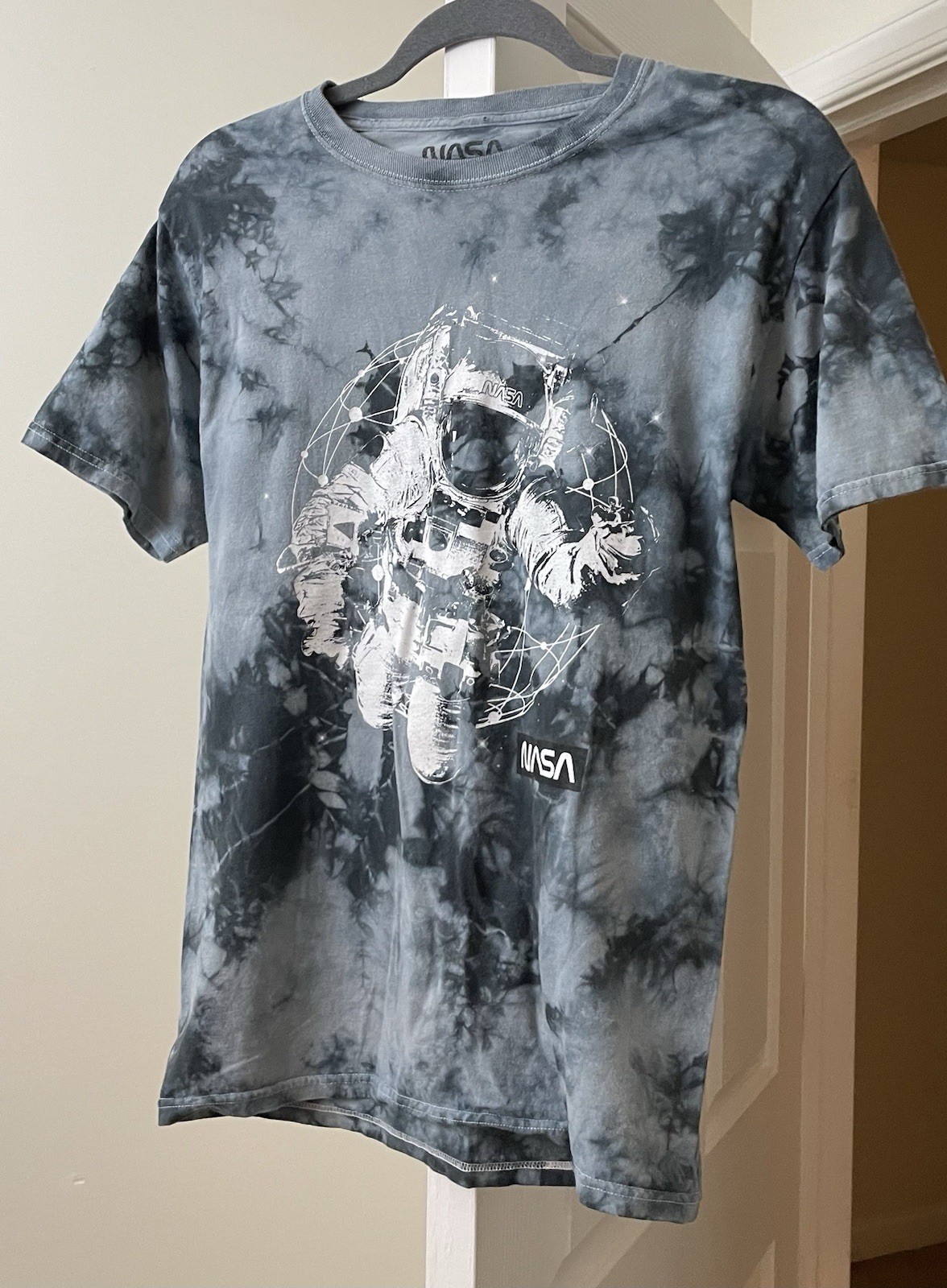 Nasa T-Shirt Gray Tie Dyed Space Graphic Short Sleeve Pullover Men's Small gallery