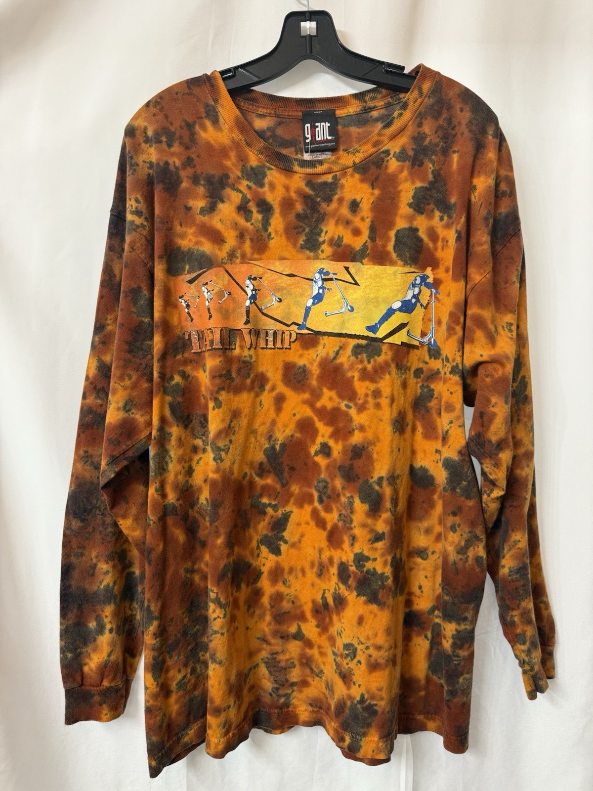 Vintage Giant Tag Shirt Orange Tiedye Scooter Kick Flip Graphic Tee Large K34 gallery