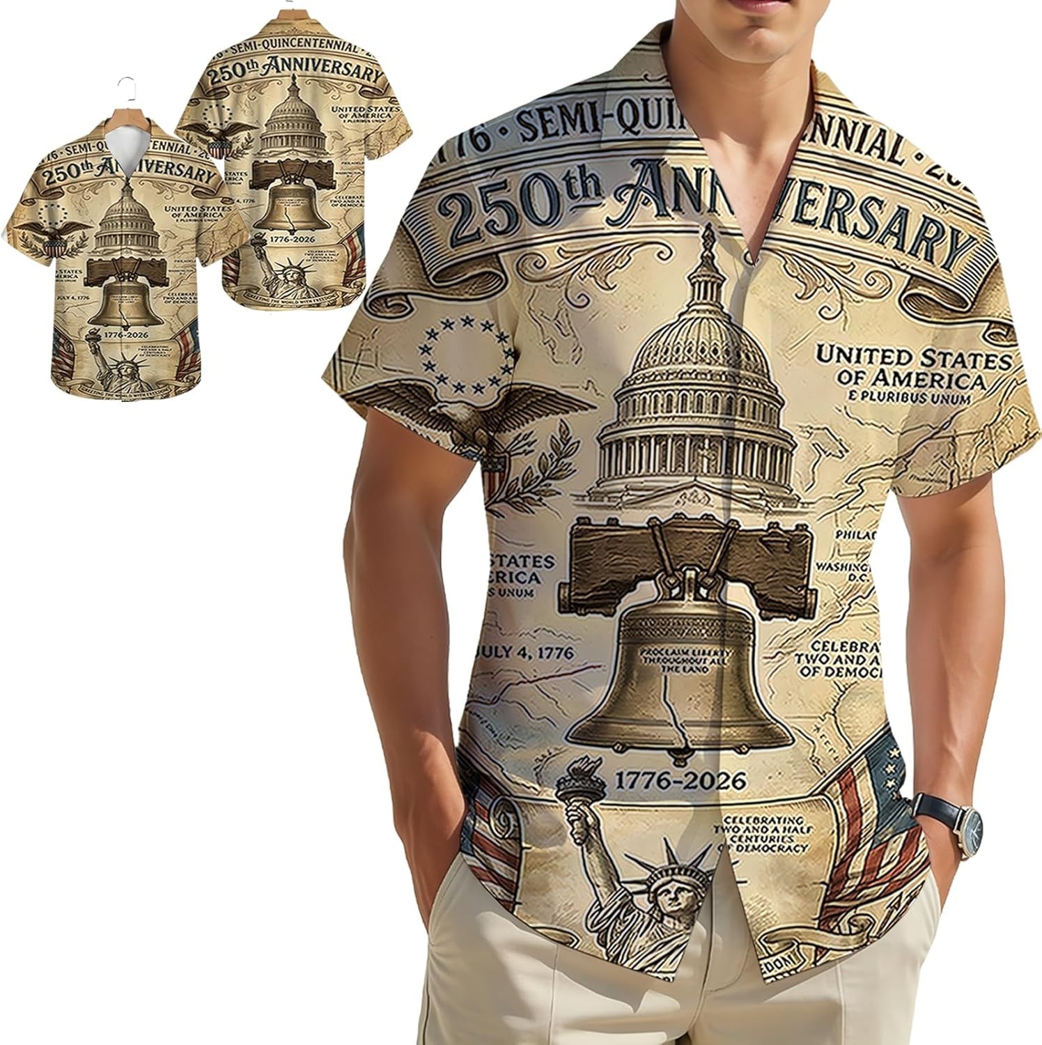 America 250th Anniversary Hawaiian Shirt, 250 Years Of Freedom Button Shirt gallery