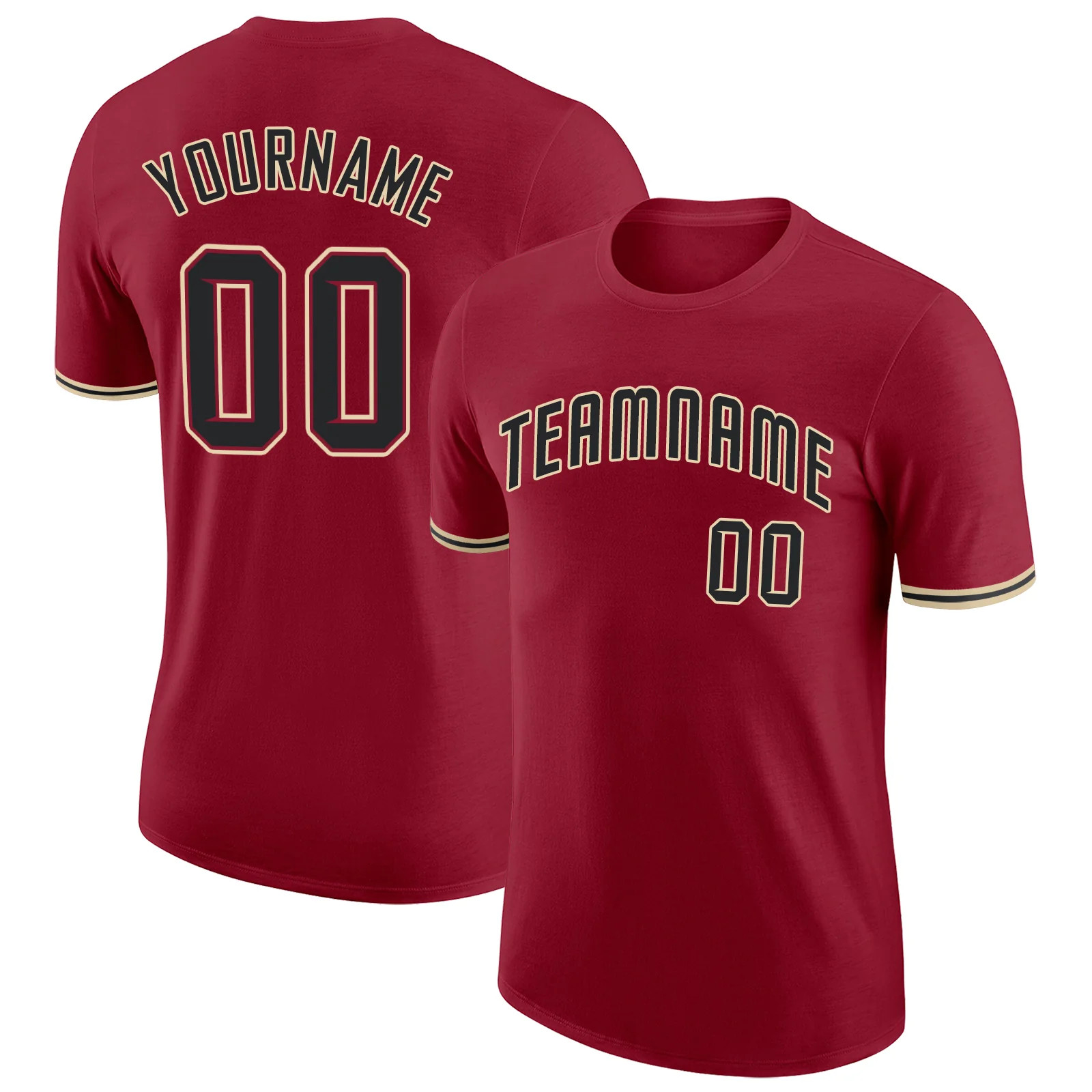 Custom Crimson Black City Cream Performance T-Shirt Mens Sport Graphic Gift gallery