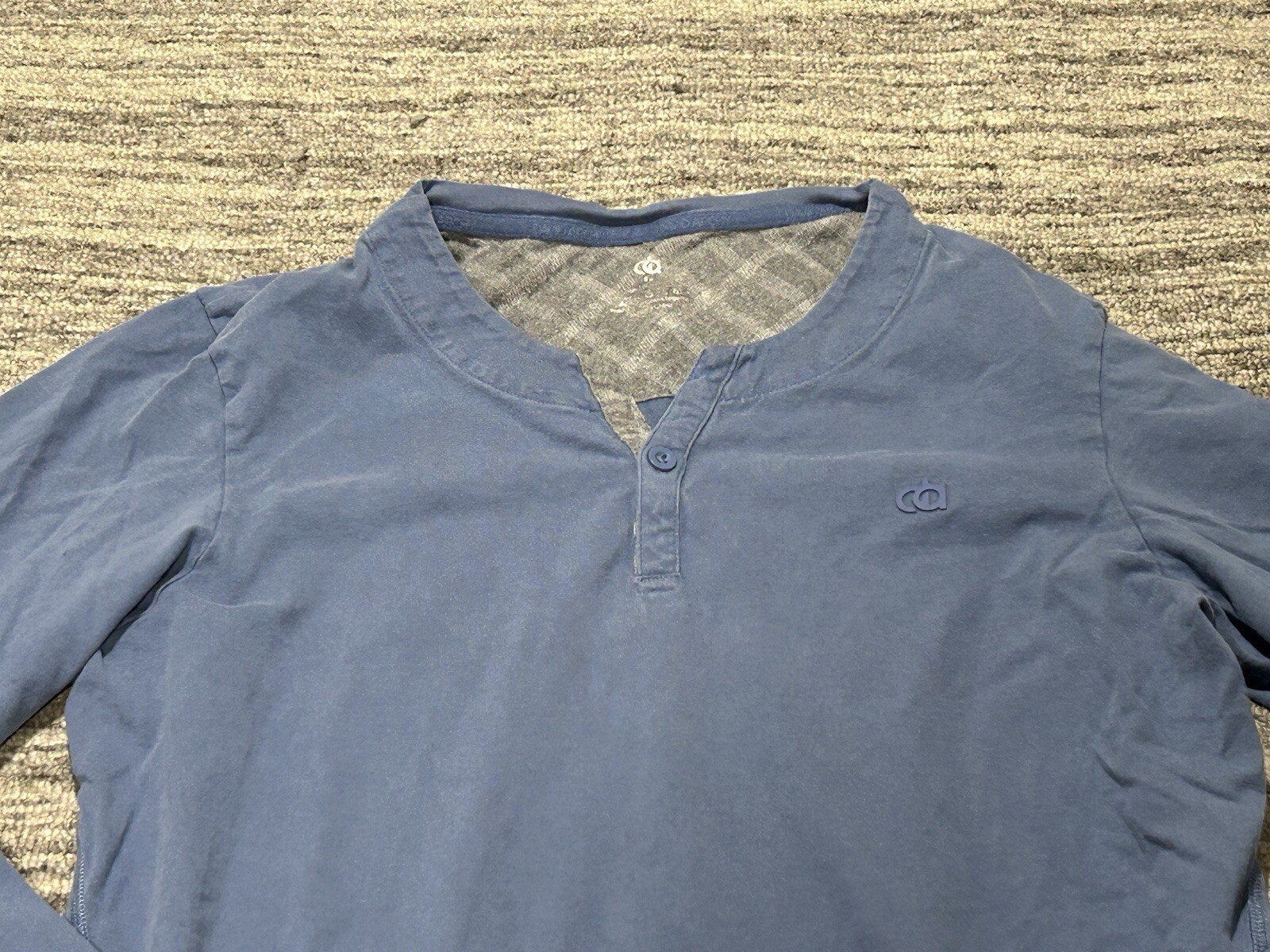 David Archy Shirt Henley Adult Small Blue Long Sleeve Button Cotton Preppy Mens gallery