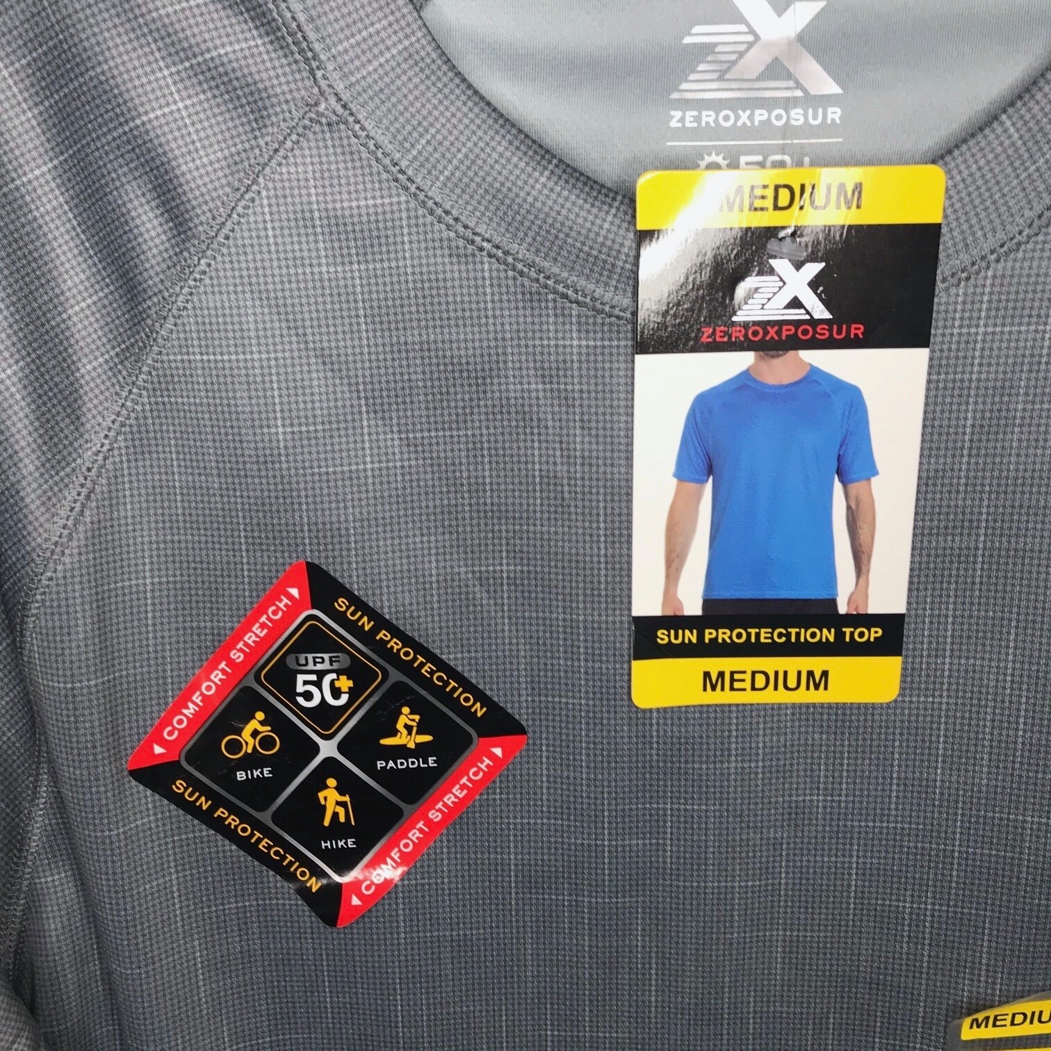ZeroXposur Sun Protection T-Shirt Mens M UPF 50+ Sports Outdoor Geometric Gray gallery