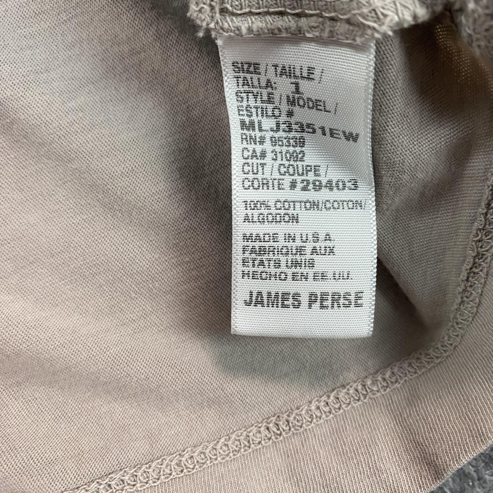 James Perse Shirt Mens Small Beige Long Sleeve California Graphic Made USA gallery