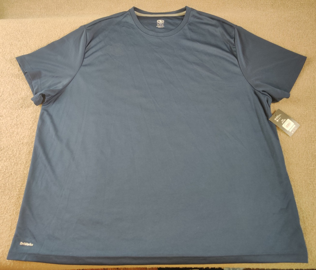 Athletic Works Mens Navy Blue T Shirt 3XL 54-56 Active Fit Gym Core Crew Neck