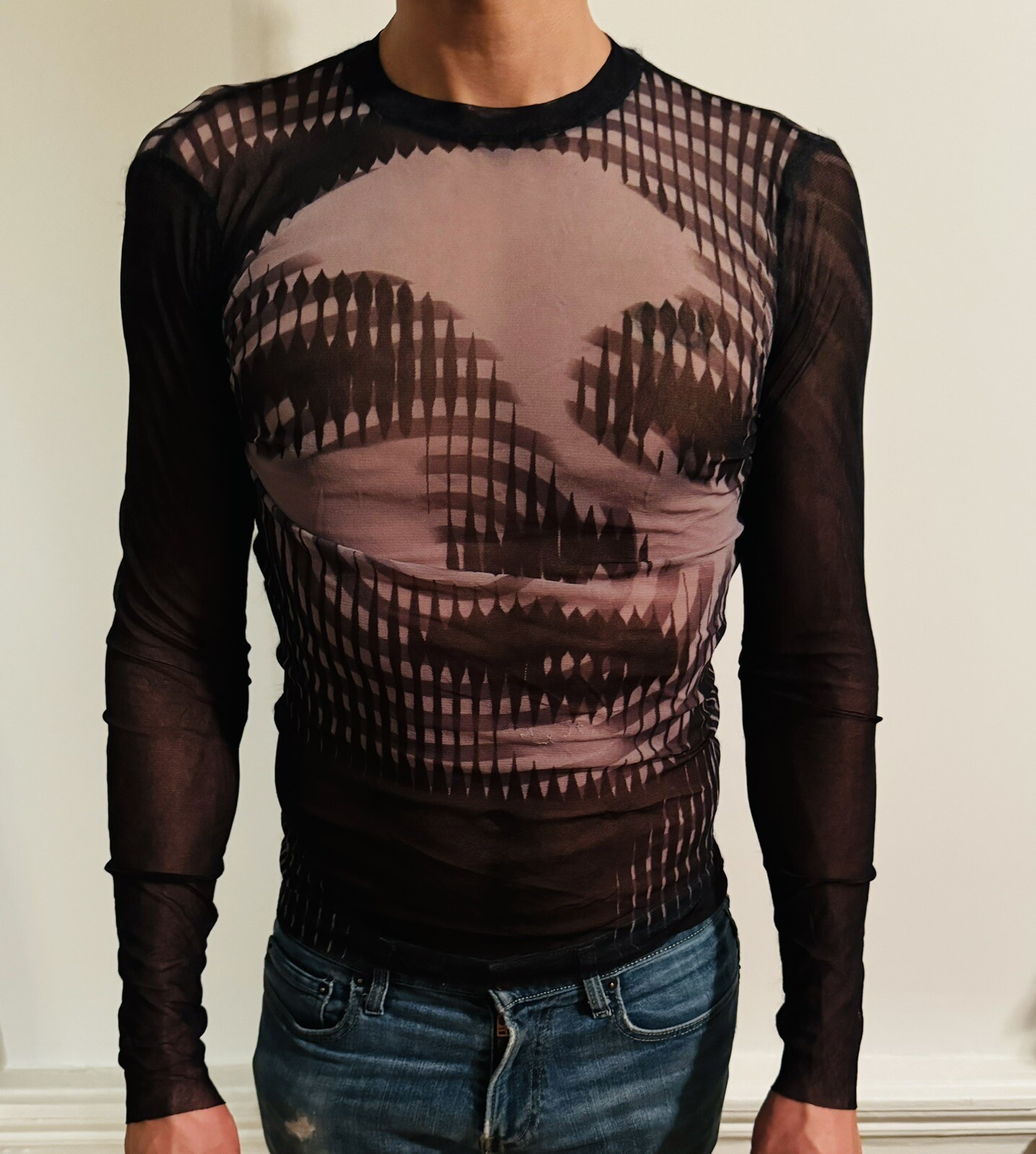 Rare Vintage Jean Paul Gaultier A/W 2001 Marlene Dietrich Op Art Tattoo Shirt