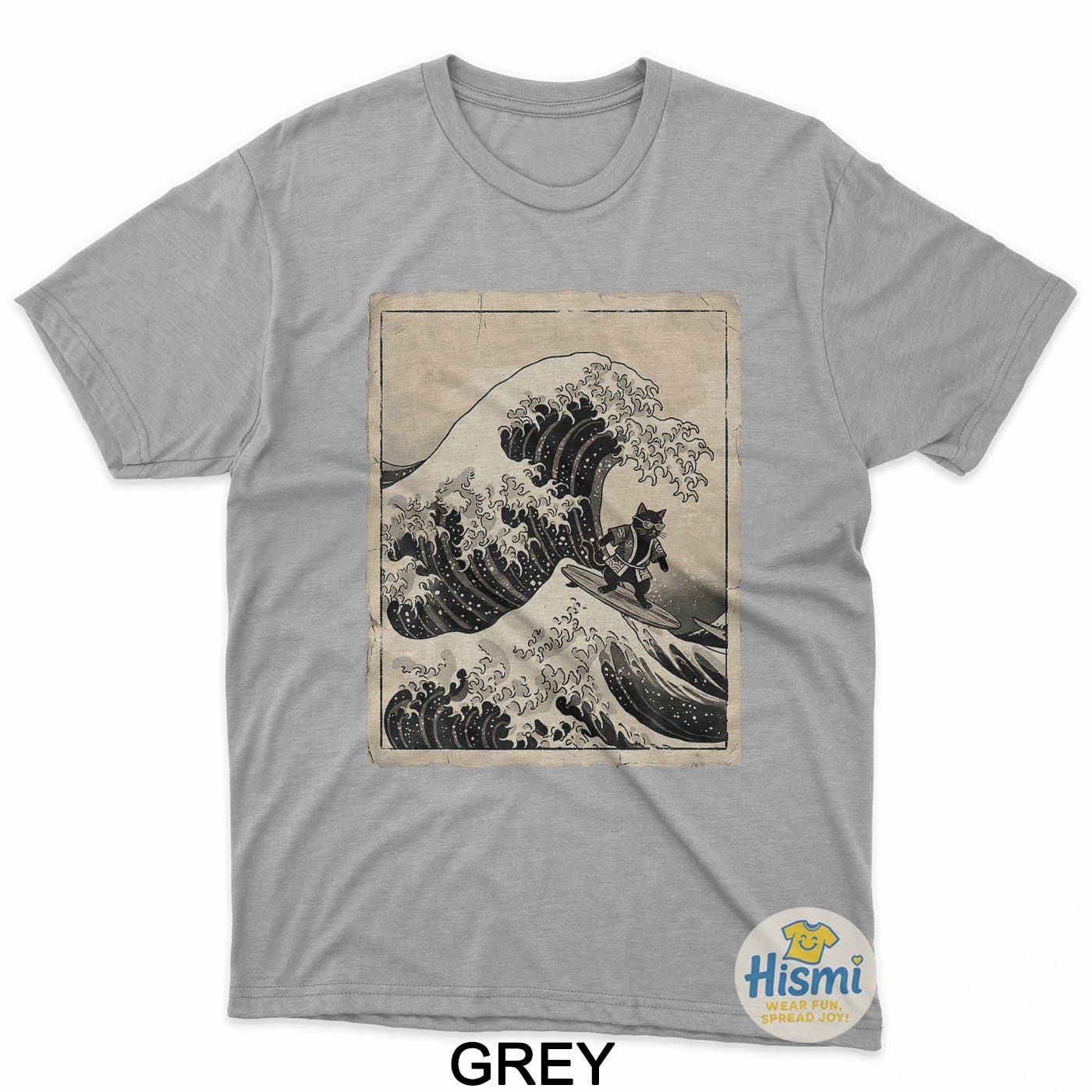 Funny Cat Surfing Japanese Art Kitten Anime Graphic Vintage T-Shirt gallery