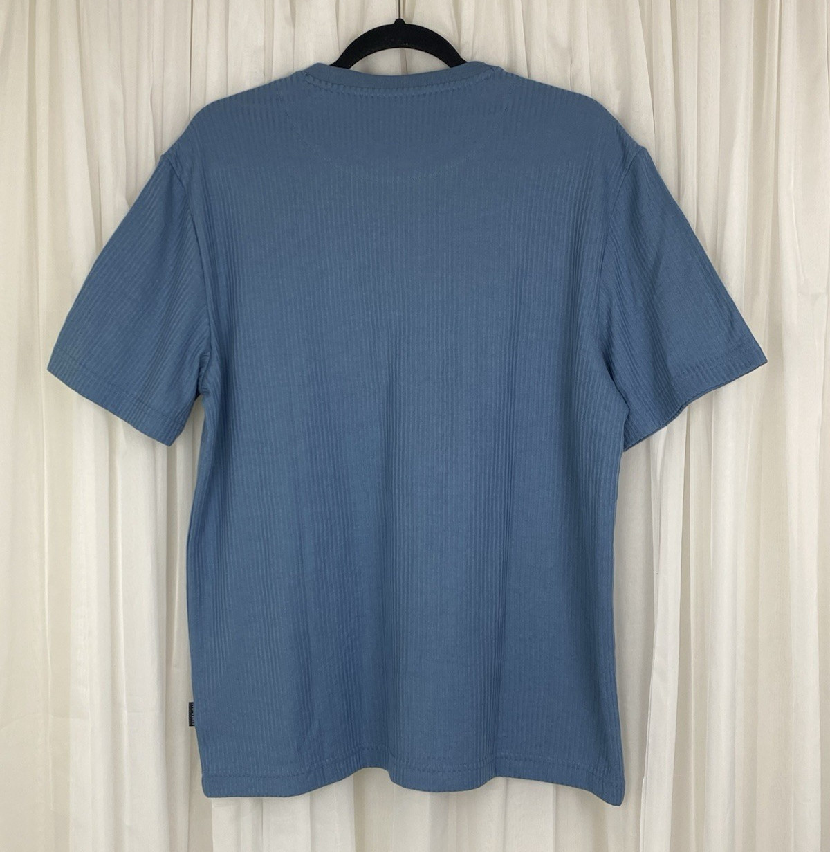 Ted Baker London Mens Sz M Blue Ribbed Knit Short Sleeve T Shirt New gallery