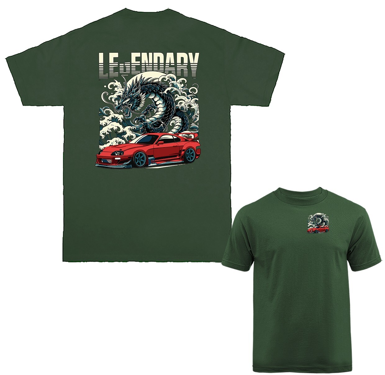 Dragon and Red Car Imported Tuned Custom JDM Sports Car T-shirt gallery